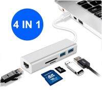 5 In 1 Usb 3.1ชนิด C ถึง2 Usb 3.0ฮับพอร์ตตัวอ่านบัตร Tf Rj45 10/100เครือข่ายอีเธอร์เน็ต Gigabit สายอะแดปเตอร์