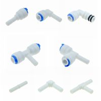 Reverse Osmosis 1/4 3/8 Hose Connection Quick Coupling 1/4 3/8 Stem L Straight Tee RO Water Aquarium Plastic Joint Pipe Fitting Valves