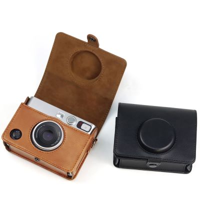 สำหรับ Fujifilm Instax Mini EVO พร้อม Tali Bahu PU ปกหนังป้องกันกล้องกระเป๋าสะพายไหล่สำหรับกระเป๋ากล้องย้อนยุค