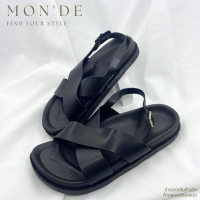 MD15 : รองเท้าแตะรัดส้น สีดำ รองเท้าผู้หญิง สไตล์เกาหลี มินิมอล คุมโทนทุกชุด Casual Sandals Korean Style (พร้อมส่ง มีเก็บปลายทาง)