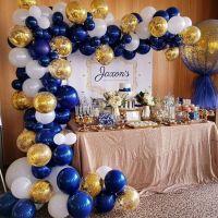 【Fun party】 Boy Baptism Decoration Navy Blue Gold Metallic Balloon Arch Kit Circumcision Party Boy Birthday Decoration Anniverssaire Decor