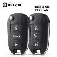 KEYYOU เคสกุญแจรีโมตสำหรับ Peugeot 208 2008 301 308 508 5008 RCZ สำหรับ Citroen C-Elysee ไฟหน้า C4-Cactus ปุ่มกลาง3ปุ่ม