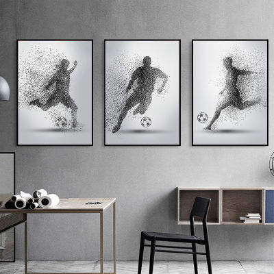 3pcs Football Abstract Man Playing Football Sport Canvas Painting Posters Prints Dormitory Wall Art Modern Pictures Home Decor Wall Décor