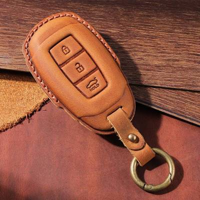 Leather Car Key Case Cover Keyring for Hyundai I30 Ix35 Kona Encino Solaris Azera Grandeur Ig Accent TM Palisade Santa Fe