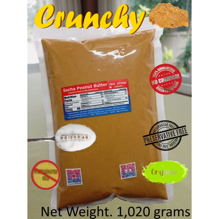sacha-peanut-butter-crunchy-all-natural-organic-1-020-grams-free-delivery-ซาช่า-เนยถั่ว-ส่งฟรี