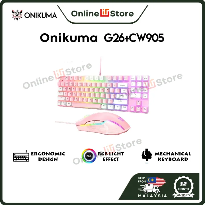 Onikuma G26 + CW905 Pinky RGB Combo Gaming Mechanical Keyboard and