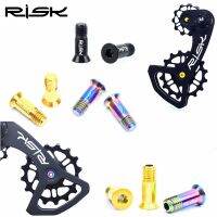 2pcs RISK M5 Bike Rear Derailleur Jockey Wheel Solid Titanium Screws MTB Road Bicycle Pulley Guide Wheel Fixed Hollow Bolt Parts