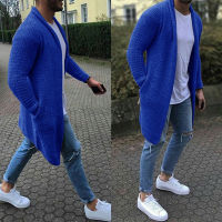 Mens Wool Cardigan Autumn Winter Warm Thick Solid Spacious Pocket Fashion Long Sweaters Knitted Cotton Casual Male Jackets