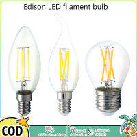 หลอดแก้วเอดิสันแบบเรโทรไส้หลอดไฟ LED E14,สำหรับ C35/C35L/G45อุปกรณ์ตกแต่งเพดานในบ้าน