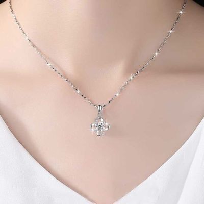Fake One Compensation Ten Authentic 925 Sterling Silver Necklace Delivery Certificate Female Clavicle Chain Female Pendant Simple Female Student Gift Q5ZJ