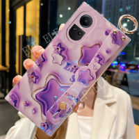 เคสสำหรับ OPPO Reno 10ชิ้น Oppo Reno 10 / 10 Pro / 10 Pro + 5G เคสโทรศัพท์ TPU แบบน่มลายดาวน่ารัก3D ทันสมัย OPPO Reno 10Pro บวก5G เคสป้องกันเลนส์พลอยเทียม Blu-ray 5G พร้อมสายรัดข้อมือ