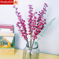 [Modenlife] 55ซม. 1ชิ้น4ส้อมเทียมสีแดงกิ่งไม้แขวนฟรอสต์คริสมาสต์ในบ้านของตกแต่งงานแต่งงานโฟมปลอมช่อดอกไม้รูปดอกไม้ต้นไม้ผลไม้