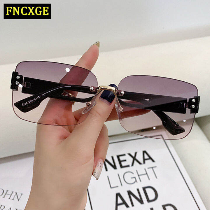 FNCXGE Women Rimless Sunglasses Sunshade Women's Sun Glasses Square UV