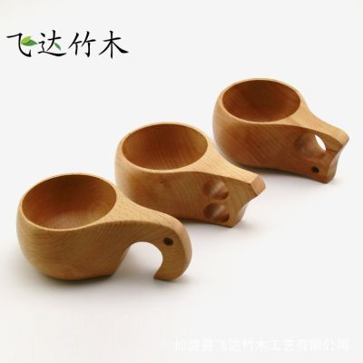 ▲♦  wooden cup Finland outdoor portable KUKSA with handle beech