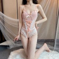 【jw】◘∈┇  Erotic Hollow Nightdress Babyboll Bow Straps Bodysuits Sleepwear Kawaii Onesie