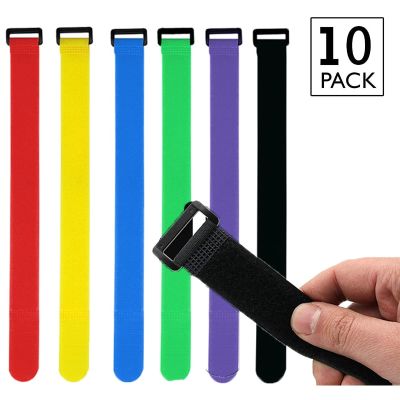 10PCS Nylon Reverse Buckle Magic Hook Loop Fastener Tape Cable Ties Strap Sticky Line Finishing Straps