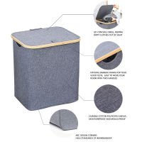 Waterproof Foldable Laundry Basket With lid With Handle Large Bamboo Dirty ClothesToysDebris Multifunction Storage Basket