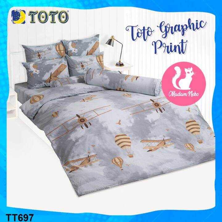 toto-ผ้าปูที่นอน-ไม่รวมผ้านวม-พิมพ์ลาย-กราฟฟิก-graphic-print-tt697-เลือกขนาดเตียง-3-5ฟุต-5ฟุต-6ฟุต-โตโต้-เครื่องนอน-ชุดผ้าปู-ผ้าปูเตียง