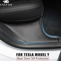 2Pcs/Set Car Rear Door Sill Protector For Tesla Model Y 2021-2023 Anti Kick Bumper Strip Pad Film Sticker Accessories