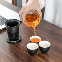 [COD] Anti-scalding travel tea set Kung Fu teacup portable quick-off one cups can be logo