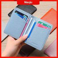 NIAOJIU เคสใส่บัตรแบบพกพา,เคสใส่บัตรหนังช่องใส่การ์ด PU หลายช่องใส่บัตรแบบสีทึบบัตรที่ใช้ในการเดินทาง