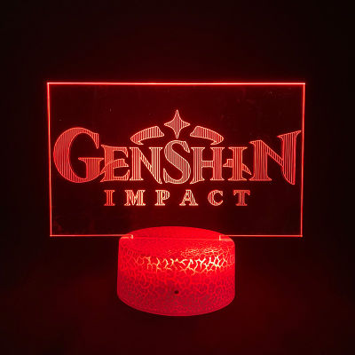 2021Hot Online Game Genshin Impact Logo 3D Design Night Lamp Creative Room Desktop Setup Lighting Decoration Atmosphere LED Lights