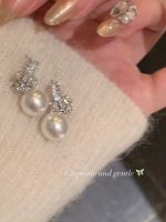 Vivienne Westwood 925 silver needle flashing zirconium ear piercing pearl earrings light luxury niche unique earrings design high-end earrings for women