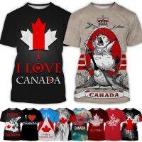 Hot Sale I Love Canada 3d Print Mens Short-sleeved T-shirt Personalized Hip-hop Men and Womens Fashion Canadian Flag Casual Round Neck T-shirt Slim Original Accommodation Tops