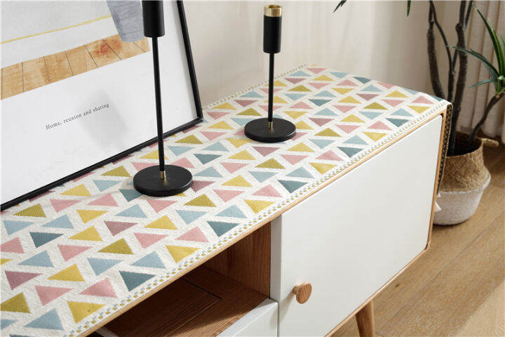 chenille-tassel-table-runner-shoe-cabinet-cover-towel-tablecloth-fresh-long-tablecloth-triangle-pattern-track-on-the-table