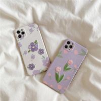 สอบถามก่อนกดสั่ง  พร้อมส่งจากไทย เคสนิ่ม เคสหนัง หนัง เคสดอกไม้ เคสลายดอกไม้ เคสทิวลิป เคสดอกทิวลิป เคสสีขาว เคสสีม่วง