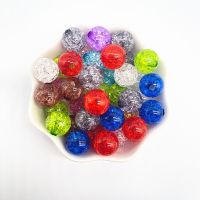 20pcs 12mm Multicolor Round Acrylic Crackle Bead Loose Spacer Beads For Necklaces Bracelets Jewelry Making