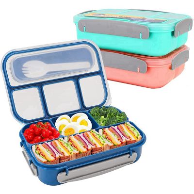 3 Pack Bento Box Lunch Box Kids, 1300ML 4 Compartment Lunch Box Containers,Leak Proof,Microwave/Dishwasher/Freezer Safe