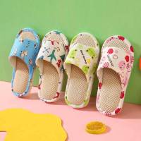 Girls Slippers Summer Flip Flop Childrens Sandals Cartoon Aircraft Boys Home Slippers Kids Breathable Flax Slippers