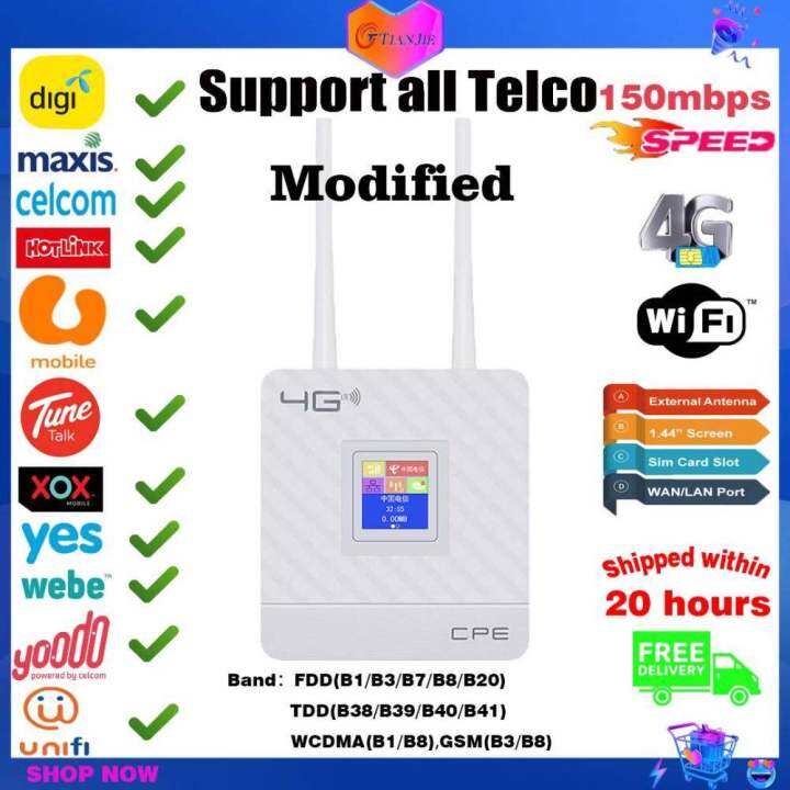 【Modified】RJ45 WAN/LAN Port 4G LTE Unlock 300Mbps CPE wireless Sim card