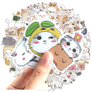 Set 50 sticker hình dán Mèo dễ thương chống thấm nước