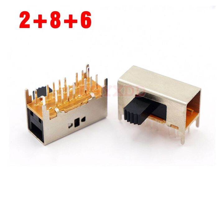 10ชิ้น16ขา3ตำแหน่งแผง4p3t-pcb-สวิทช์ชนิดสไลด์แนวนอน-sk-43d03จัดการความสูง5มม-8มม-สวิตช์เครื่องขยายเสียง