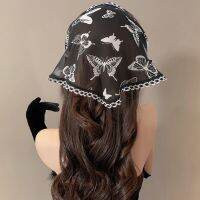 【YF】 AWAYTR Bohemia Butterfly Print Hair Scarf Bandana Elastic Daisy Band Triangle Kerchief Women Girl Accessories