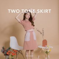 TWO TONE Skirt กระโปรงทรงเอรุ่นยาว 22 นิ้ว มีกระเป๋า (mlitbrand)