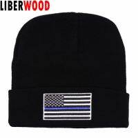 【YD】 LIBERWOOD Thin blue/ red line beanie men women winter hat skull fire fighter beanies Support Law Enforcement