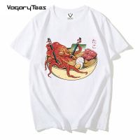 Funny Octopus Ramen Men T-Shirt Cool Ramen Tako Noodles Printed Hipster Graphic Tshirt O Neck Casual Summer Tee Tops