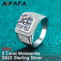 AIFAFA 5กะรัตจริง D สี Moissanite แหวนผู้ชายผู้หญิง Pt950ชุบเงินแท้925เพชรสังเคราะห์แหวนคู่เครื่องประดับ