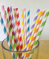 Paper straw หลอดดูดกระดาษ ลายริ้ว 6mmx197mm จำนวน 100 ชิ้น หลอดกระดาษ หลอดดูดน้ำ หลอดดูด หลอดกาแฟ หลอดกาแฟยาว หลอดดูดนม