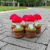 Crocheted Mushroom Plants Bonsai Artificial Flower Potted Hand-Knitted Cute Gifts For Room Home Table Office Desktop Decorations