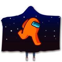 Among Crewmate Impostor 3D Printed Hooded Blanket Picnic Wearable Fleece Throw Warm Gift for Kids Adults