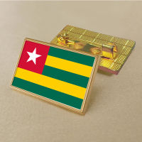 Togo flag pin 2.5*1.5cm zinc alloy die-cast PVC colour coated gold rectangular medallion badge without added resin