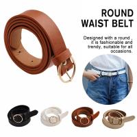 Womens Belt Fashion Round Buckle Leather Belt Clothing Accessories