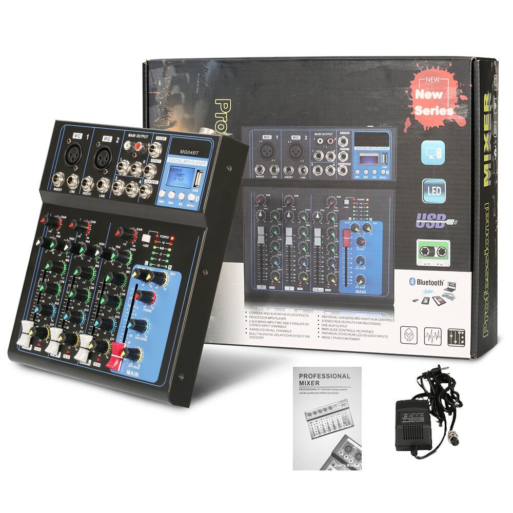 MG07BT/MG04BT 7/4-channel mixer, computer recording, KTV live broadcast, 4/7-channel small home conversion effect device, USB Bluetooth
