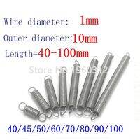 2Pcs Wire Dia 1.0mm 304 Stainless Steel Dual Hook Small Tension Spring Hardware Accessories Outer Dia 10mm Length 40-100mm