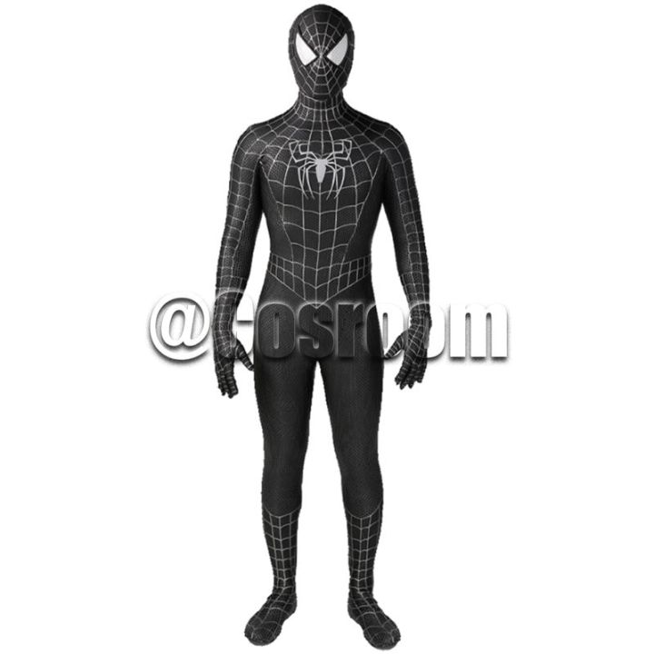 tobey-maguire-spiderman-costume-black-red-raimi-spider-man-cosplay-superhero-zentai-suit-halloween-costumes-for-adults-kids