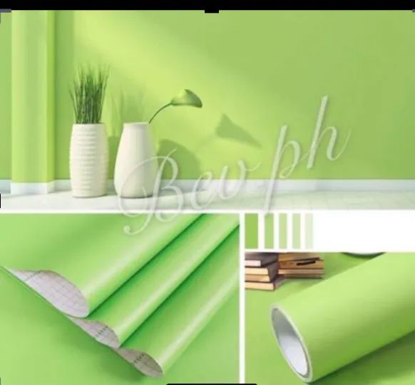 EK PLAIN APPLE GREEN WALLPAPER STICKER DESIGN 10METERS*45CM Lazada PH